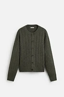 TEXTURED WEAVE WOVEN CARDIGAN