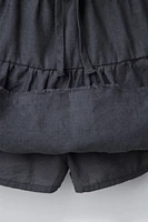 LINEN-BLEND SKORT WITH RUFFLES