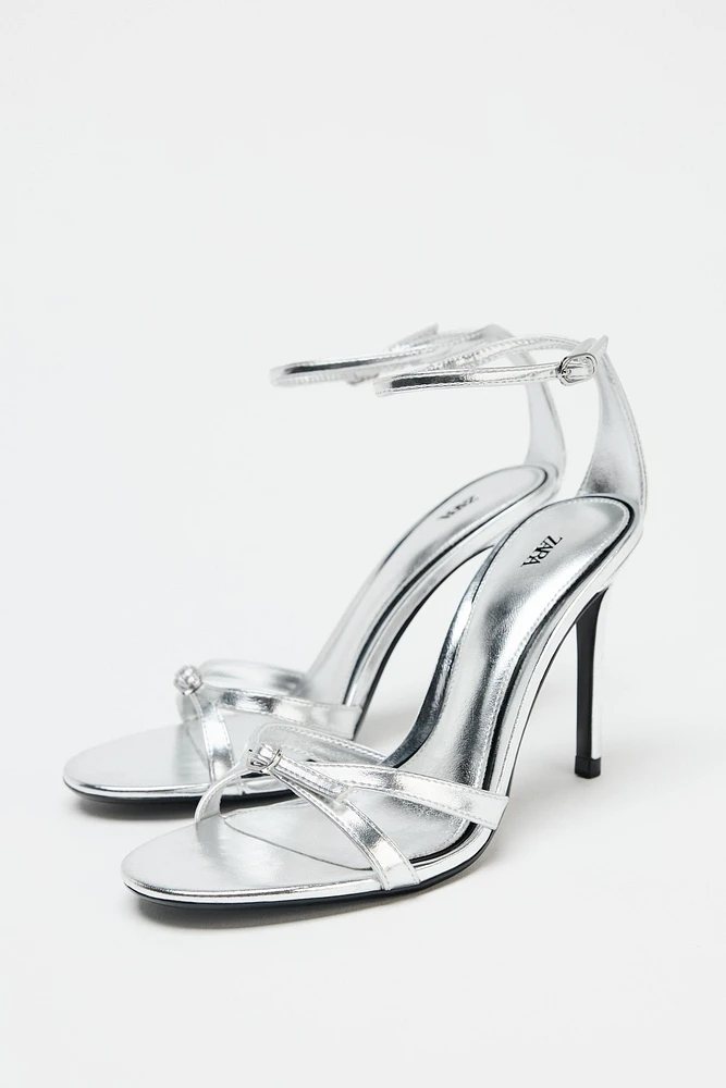 METALLIC EFFECT HIGH-HEEL SANDALS