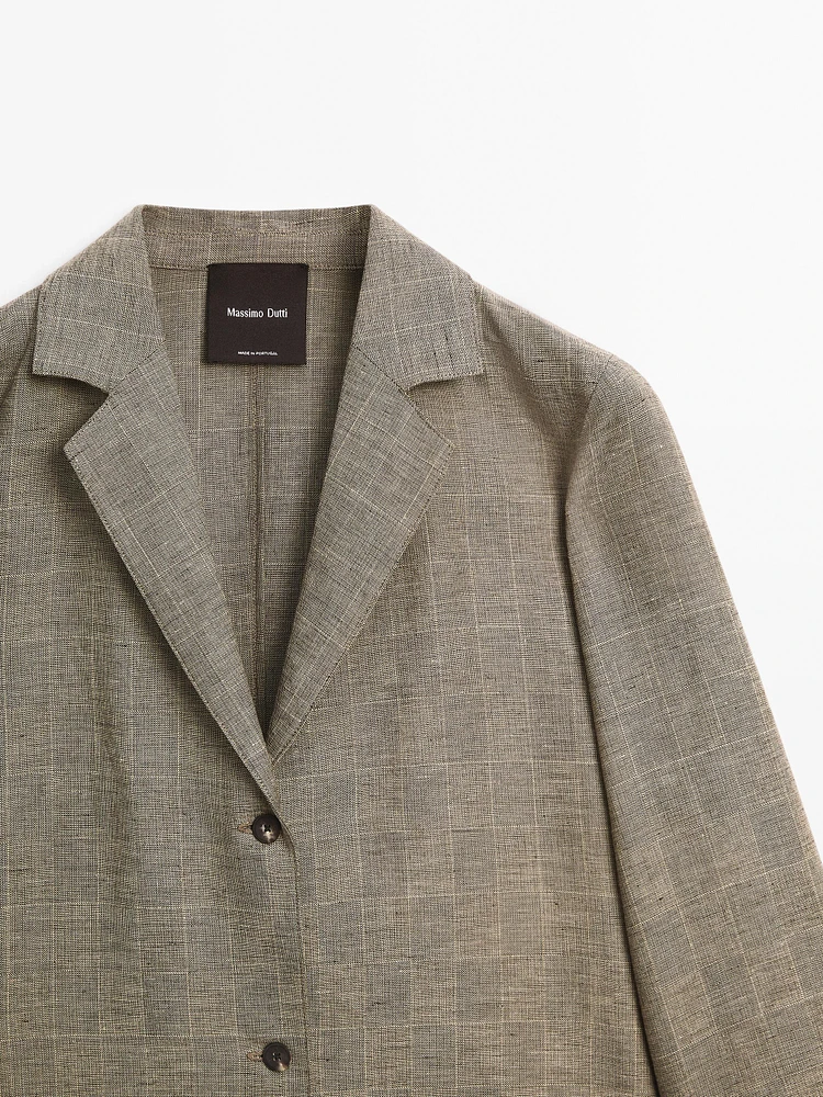Lightweight check cotton blend blazer