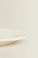 EARTHENWARE SERVING DISH WITH RAISED-DESIGN EDGE