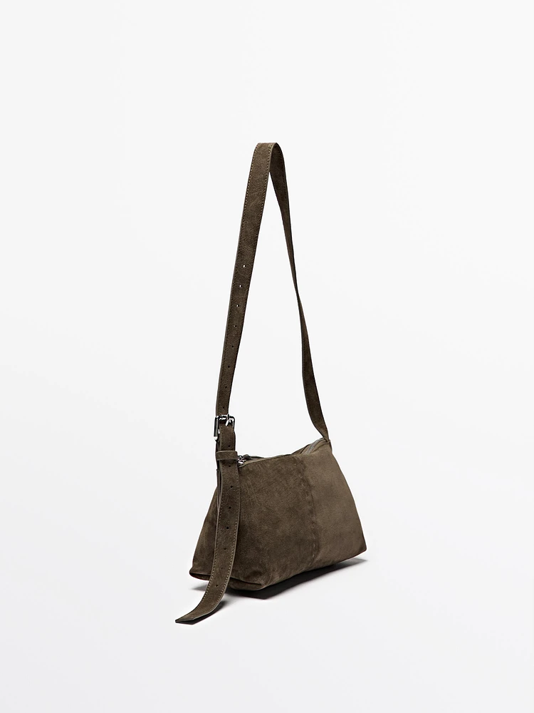 Split suede leather mini crossbody bag