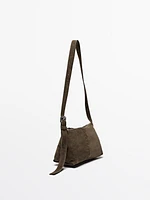 Split suede leather mini crossbody bag