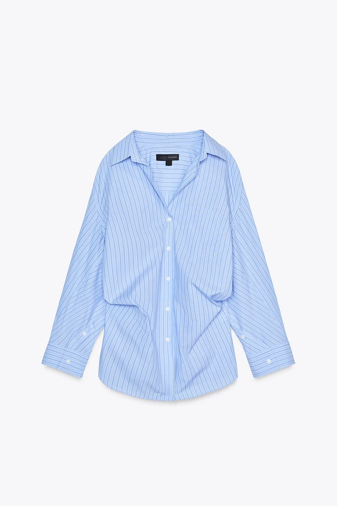 STRIPED OVERSIZED POPLIN SHIRT