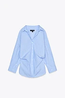 STRIPED OVERSIZED POPLIN SHIRT