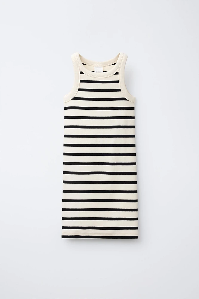 STRIPED RIBBED DRESS