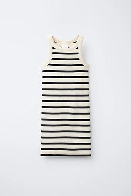 STRIPED RIBBED DRESS