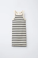 STRIPED RIBBED DRESS