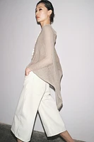 METALLIC THREAD CUT-OUT KNIT CAPE