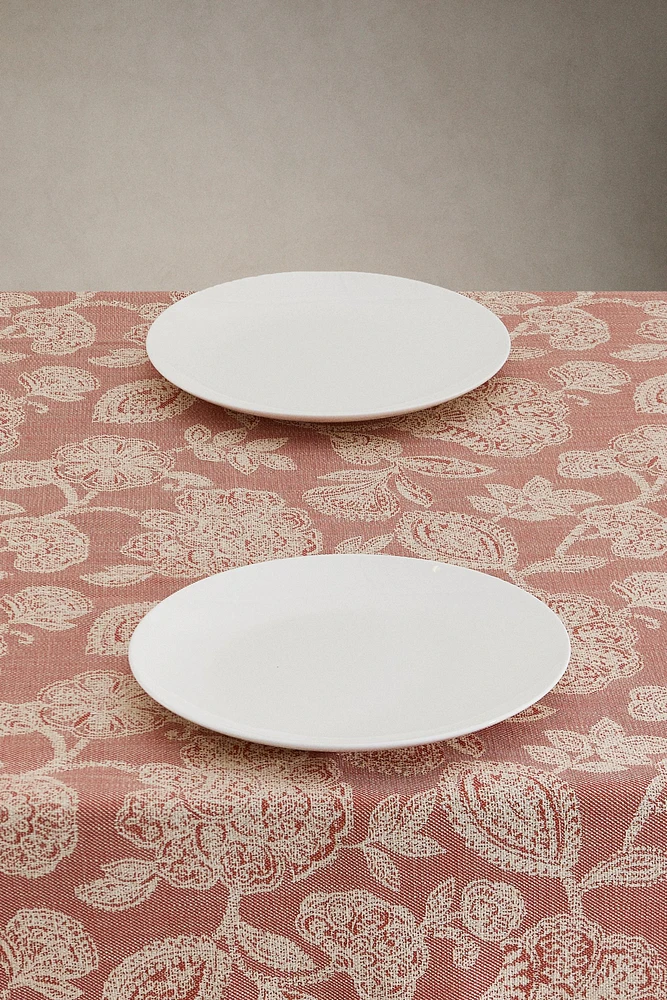 NAPPE COTON LIN JACQUARD FLEURS