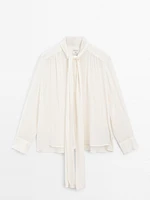 Flowing semi-sheer shirt with tie detail - Studio