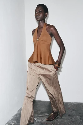 TOP HALTER PÉPLUM