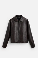 FAUX LEATHER WASHED JACKET