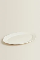 EARTHENWARE SERVING DISH WITH RAISED-DESIGN EDGE