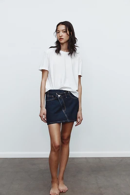 TRF CROSS-WAIST DENIM SKIRT