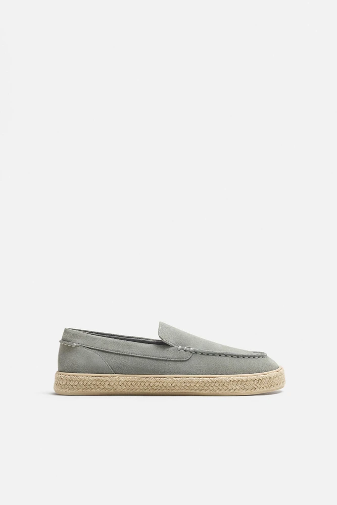 LEATHER JUTE LOAFERS