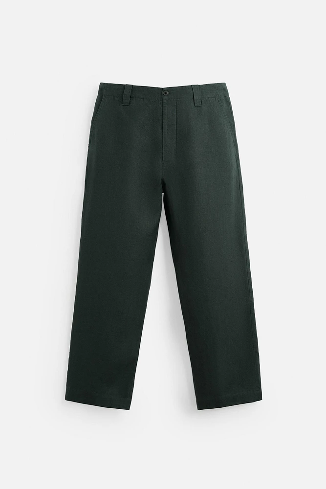 PANTALON STRAIGHT FIT 100 % LIN