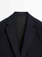 Pinstripe wool suit blazer
