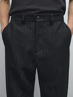 Pantalon à rayures 100 % lin