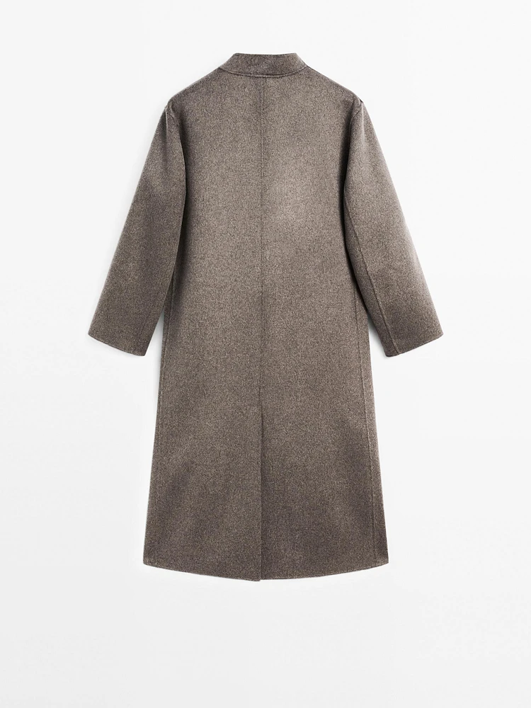 Manteau à col montant en laine mélangée