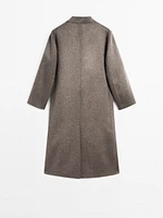 Manteau à col montant en laine mélangée