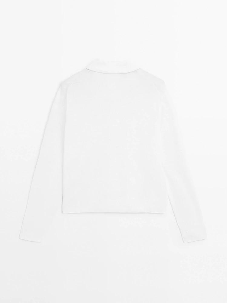 Pull en maille semi-transparente et lin mélangé