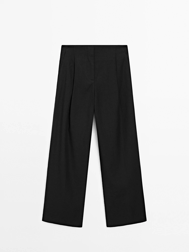 Pantalon de tailleur fluide à pinces