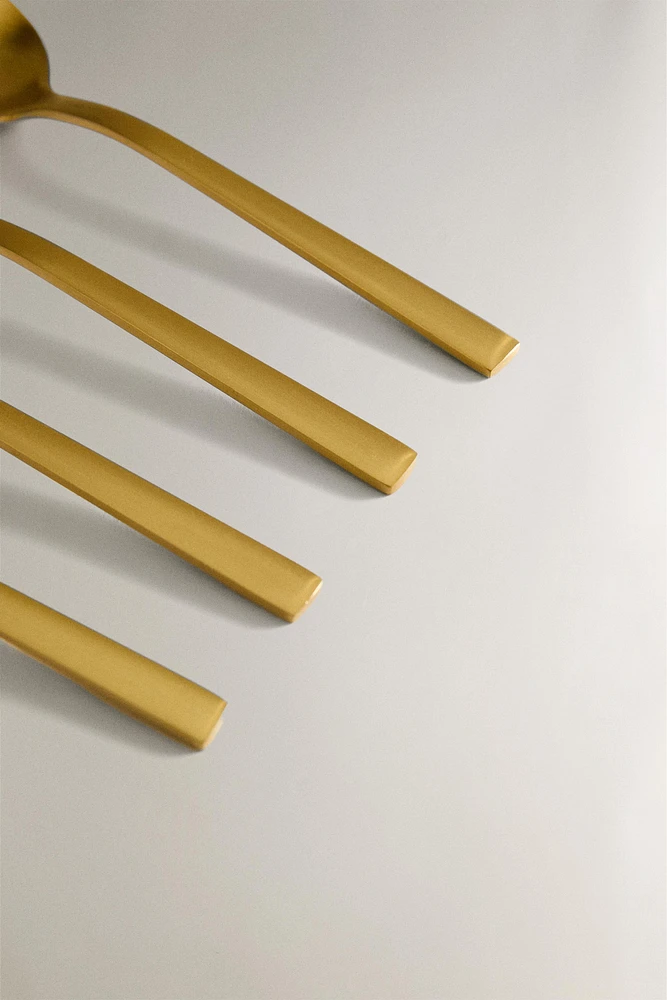 SET OF GOLD STEEL DESSERT SPOONS (SET OF 4)
