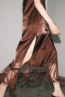 ZW COLLECTION EMBROIDERED FRINGE DRESS