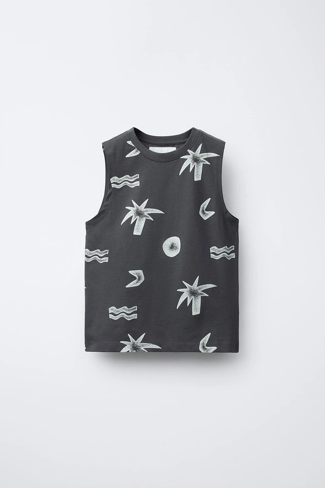 T-SHIRT SANS MANCHES PALMIERS