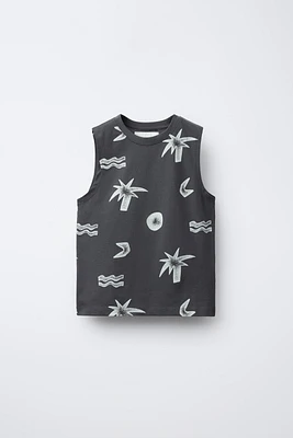 T-SHIRT SANS MANCHES PALMIERS