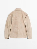 Suede leather overshirt