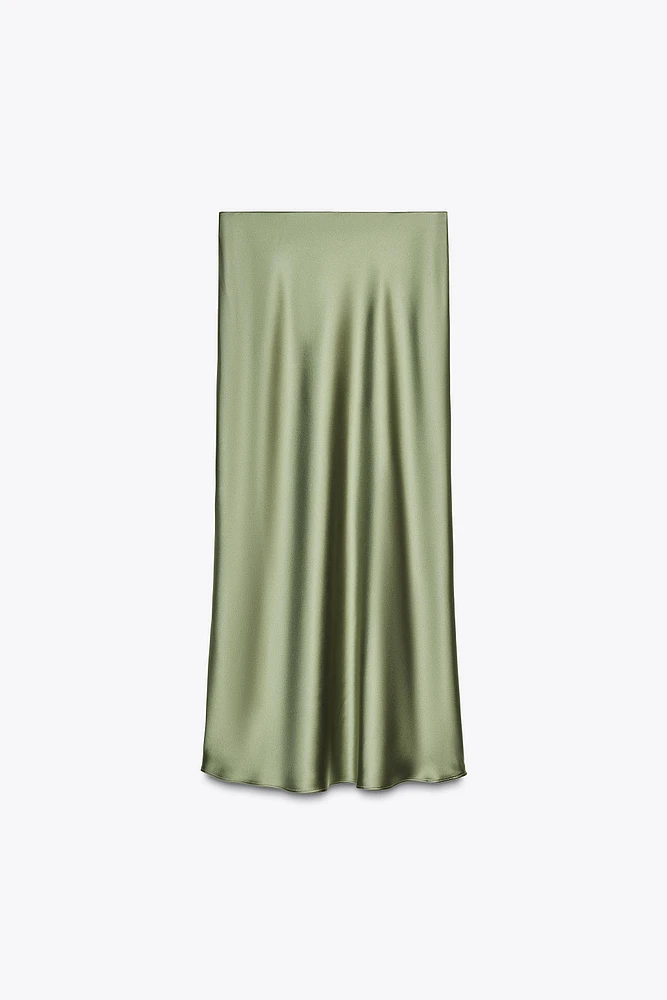 SATIN MIDI SKIRT