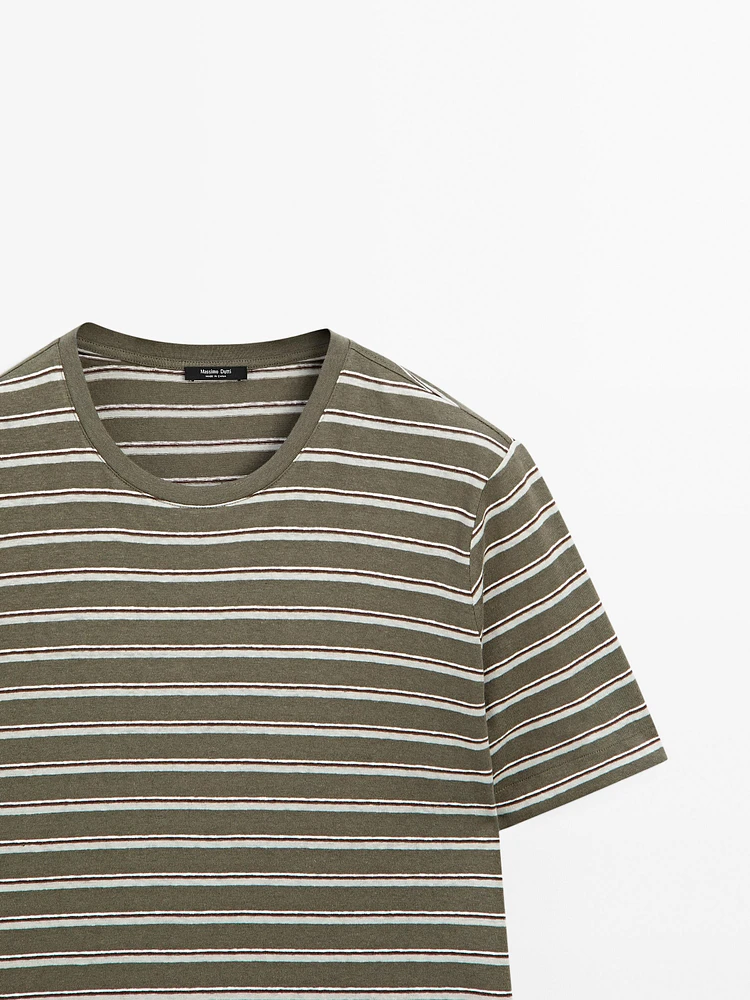 T-shirt à rayures coton et lin