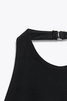 CONTRAST HALTER TOP