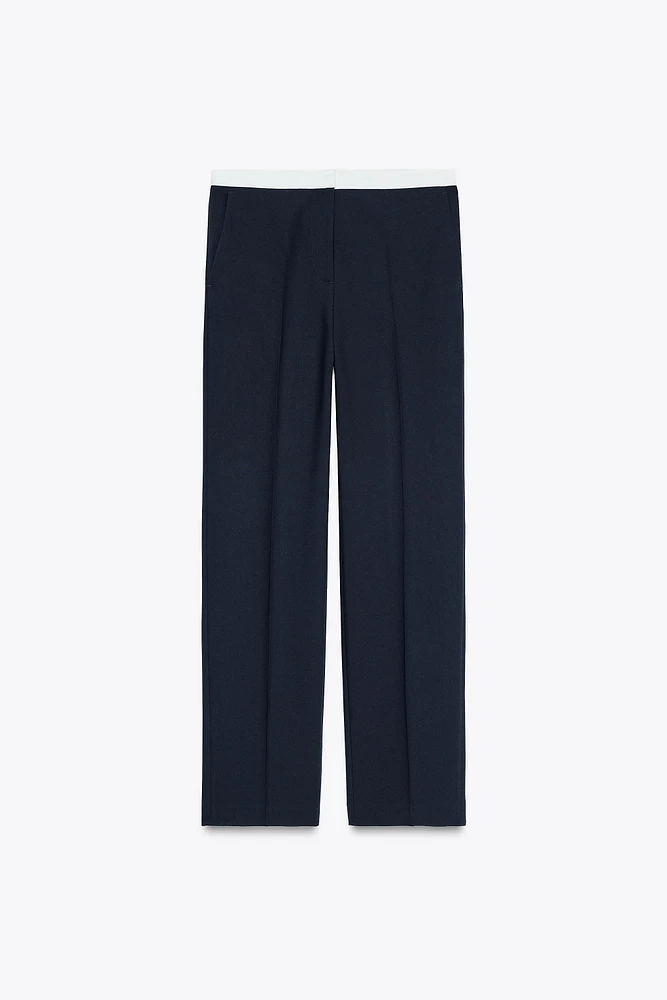 PANTALON DROIT TAILLE CONTRASTÉE