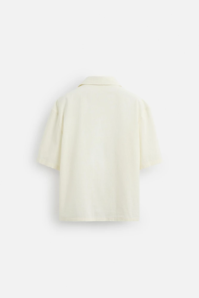 EMBROIDERED COTTON LINEN SHIRT