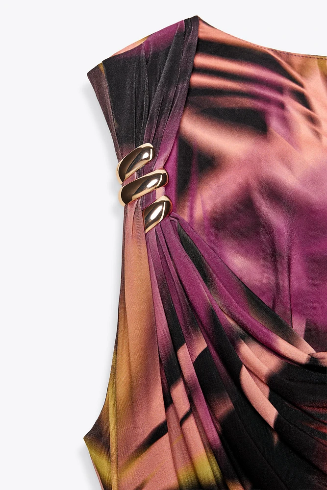 APPLIQUÉ PRINT MIDI DRESS