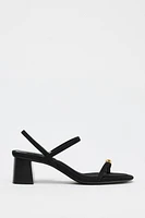 METALLIC DETAIL HEELED SANDALS