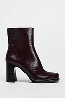 FAUX PATENT LEATHER HEELED ANKLE BOOTS