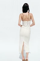 CUT OUT DRAPED MIDI DRESS