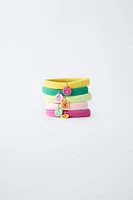 FIVE-PACK OF FRUIT CHARM HAIR TIES
