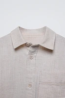 LINEN BLEND HERRINGBONE SHIRT