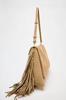 SPLIT LEATHER FRINGED CROSSBODY BAG