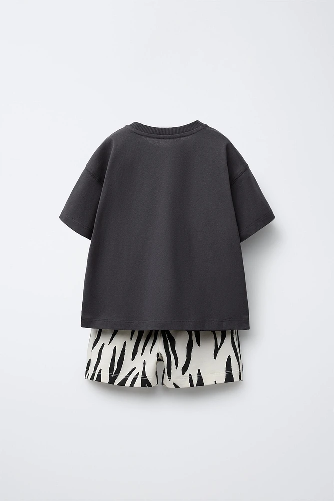 ENSEMBLE DE JOGGING T-SHIRT ET BERMUDA ANIMAL PRINT