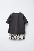 ANIMAL PRINT T-SHIRT AND BERMUDA JOGGING SET