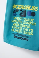 6-14 YEARS/ REGULAR TEXT SWIM SHORTS