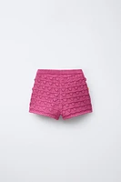BERMUDA EN MAILLE CROCHET FLEURS