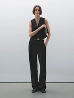 Veste courte sans manches à col en V