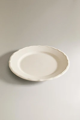 ASSIETTE À DESSERT FAÏENCE BORD RELIEF